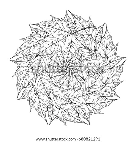Maple Leaves Mandala Pattern Coloring Page