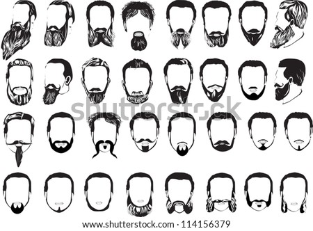 illustration with men beard collection isolated on white background ...