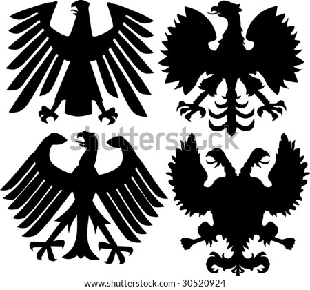 Illustration German Polish Russian Heraldic Eagles Stock Vector 