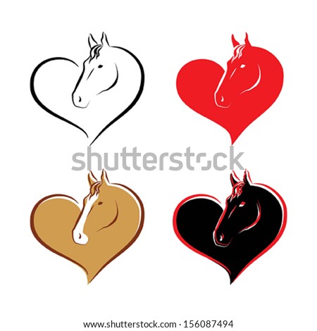 Download Set Decorative Heart Horse Stock Vector 156087494 ...