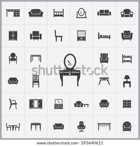 Simple furniture icons set. Universal furniture icons to use for web and mobile UI, set of basic UI furniture elements