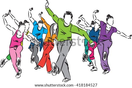 Group Dancers Fitness Illustration Stock Vector 418184527 ...