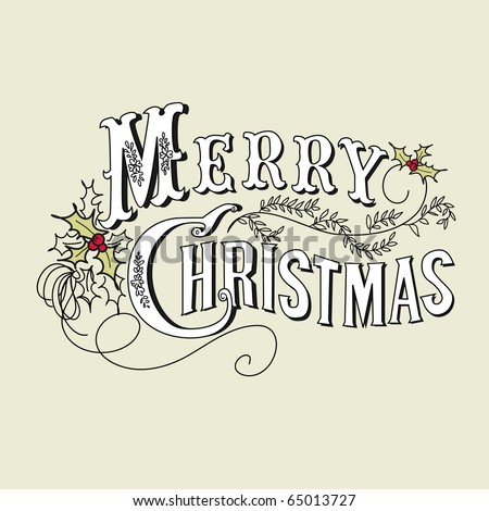 Vintage Christmas Card Merry Christmas Lettering Stock Vector 65529907 ...