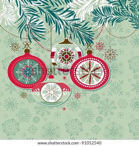 Retro Christmas Ornaments Stock Vector 112929679 - Shutterstock