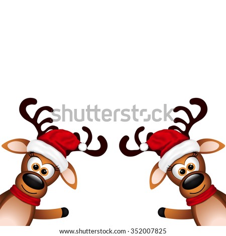 Funny Reindeer On White Background Christmas Stock Vector 520088152