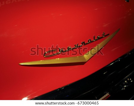 TURIN, ITALY - CIRCA JANUARY 2017: Chevrolet logo on vintage car at Museo Nazionale dell Automobile (meaning National Automobile Museum car museum)
