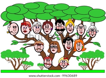 Family Tree Cartoon Illustration Family Tree Stock Illustration