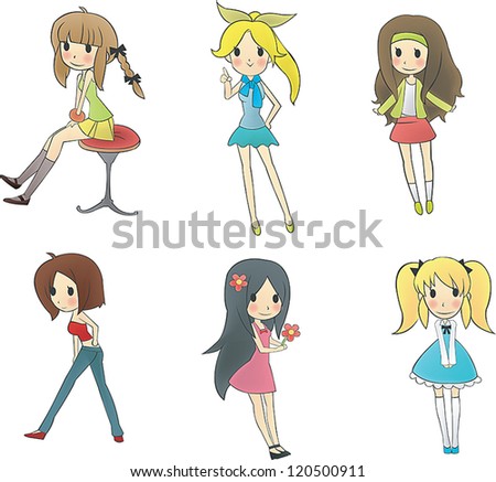 Cute Cartoon Sprite Girls Fancy Santa Stock Vector 156824453 - Shutterstock