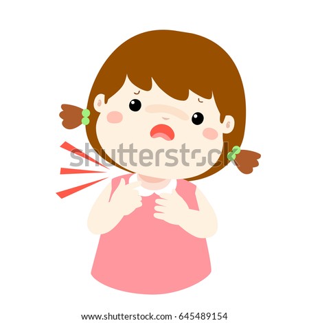 Sick Girl Sore Throat Cartoon Vector เวกเตอร์สต็อก 645489154 - Shutterstock