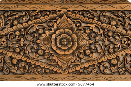 Wood Carving Rose Motif Stock Photo 5877454 Shutterstock