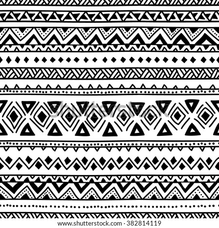 Tribal Vector Seamless Pattern Hand Drawn Stock Vector 127458047 ...