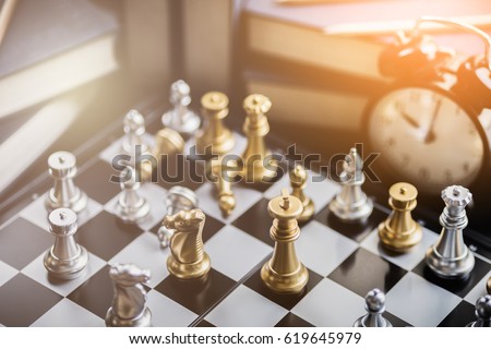 chess board game competition business concept with blur image background
