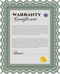 Warranty Certificate. Complex design. Printer friendly. Detailed ...