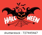 halloween with bats. vector... | Shutterstock .eps vector #727445467