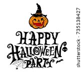 happy halloween party lettering ... | Shutterstock .eps vector #735138427