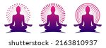 woman yoga purple logo vector... | Shutterstock .eps vector #2163810937