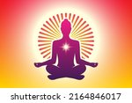 meditating yoga woman in a... | Shutterstock .eps vector #2164846017