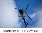 Small photo of Northridge, CA / United States - May 27, 2019: LAPD Air Unit and Patrol Units respond to brandishing/ADW call in suburban neighborhood.