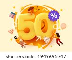 mega sale. 50 percent discount. ... | Shutterstock .eps vector #1949695747