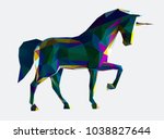 low poly vector unicorn... | Shutterstock .eps vector #1038827644