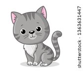 gray kitten sitting on a white... | Shutterstock .eps vector #1363631447
