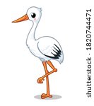 Cute Stork Stands On One Leg On ...