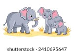 cute elephant family on a white ...