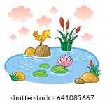 the bird is standing on a rock... | Shutterstock .eps vector #641085667