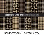brown houndstooth tartan tweed... | Shutterstock .eps vector #649519297