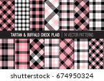 pink  black and white tartan... | Shutterstock .eps vector #674950324