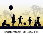 silhouettes of children playing ... | Shutterstock .eps vector #318359141