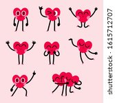 cute heart cartoon character... | Shutterstock .eps vector #1615712707