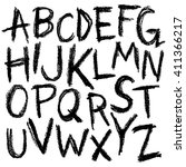 hand drawn font sketch alphabet ... | Shutterstock .eps vector #411366217
