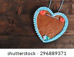 original unlabeled bavarian gingerbread heart from Germany on old weathered wooden board