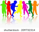 happy children silhouettes | Shutterstock .eps vector #209732314