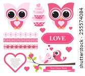 cute owl scrapbook element set | Shutterstock .eps vector #255574084