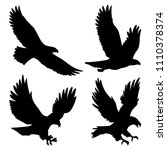 Bald Eagle silhouettes isolated on white. This vector illustration can be used as a print on t-shirts, tattoo element or other uses