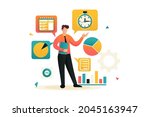 young businessman is engaged in ... | Shutterstock . vector #2045163947