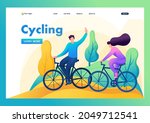 friends ride a bike in the... | Shutterstock . vector #2049712541