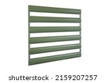One peace green Simple fence made of metal. Stainless steel fence parts. Industrial design of galvanized material.