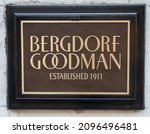 Small photo of NEW YORK - DECEMBER 5, 2021: The Bergdorf Goodman department store in New York. This landmark department store is known for high-end designer clothes shoes, plus premier service