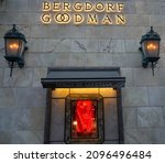 Small photo of NEW YORK - DECEMBER 5, 2021: The Bergdorf Goodman department store in New York. This landmark department store is known for high-end designer clothes shoes, plus premier service