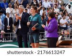 Small photo of PARIS, FRANCE - JUNE 5, 2022: 2022 Roland Garros Finalist Casper Ruud of Norway during trophy presentation after men's singles final against Rafael Nadal of Spain at Court Philippe Chatrier in Paris