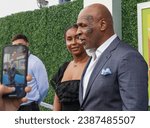 Small photo of NEW YORK - AUGUST 28, 2023: Mike Tyson's Daughter Milan Tyson and former boxing champion Mike Tyson during TV interview in New York
