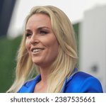 Small photo of NEW YORK - AUGUST 28, 2023: Former Olympian Lindsey Vonn during Extra TV interview in New York