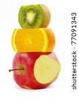 mixed fruit  isolated on white | Shutterstock . vector #77091343