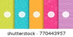 set of cute bright seamless... | Shutterstock .eps vector #770443957
