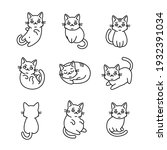 Cute Cartoon Cat Icons Set On...