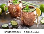 Moscow mule cocktail with lime  ...