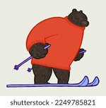 cute bear on skis. winter...